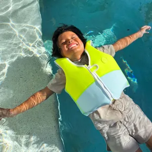 Kids Swim Vest 3-6 | Salty the Shark Aqua Neon Yellow Sunnylife