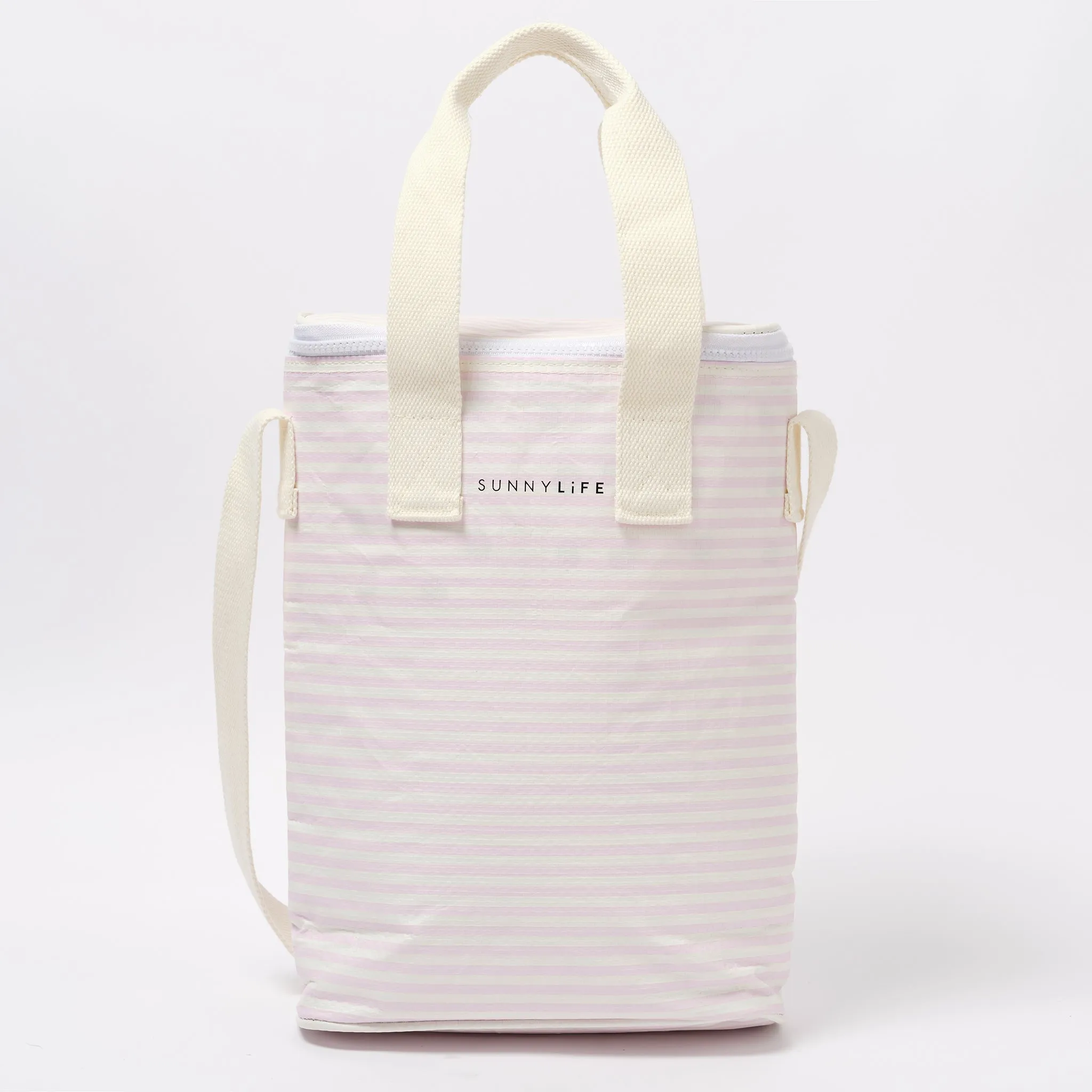 Light Cooler Drinks Bag | Lazy Days Pink Stripe Sunnylife
