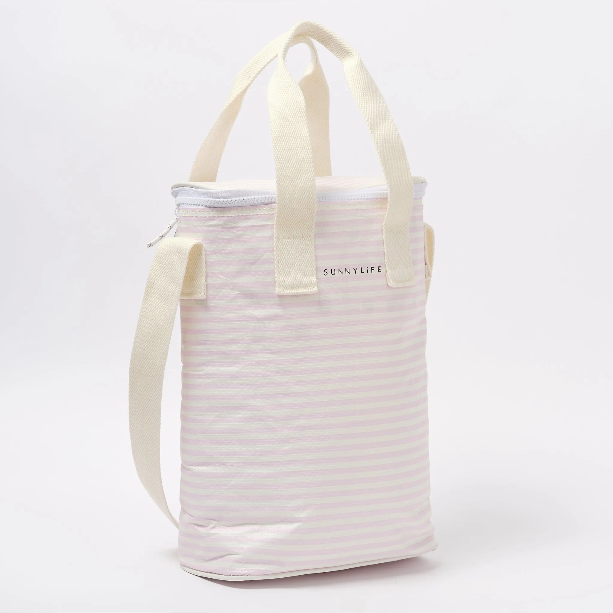 Light Cooler Drinks Bag | Lazy Days Pink Stripe Sunnylife