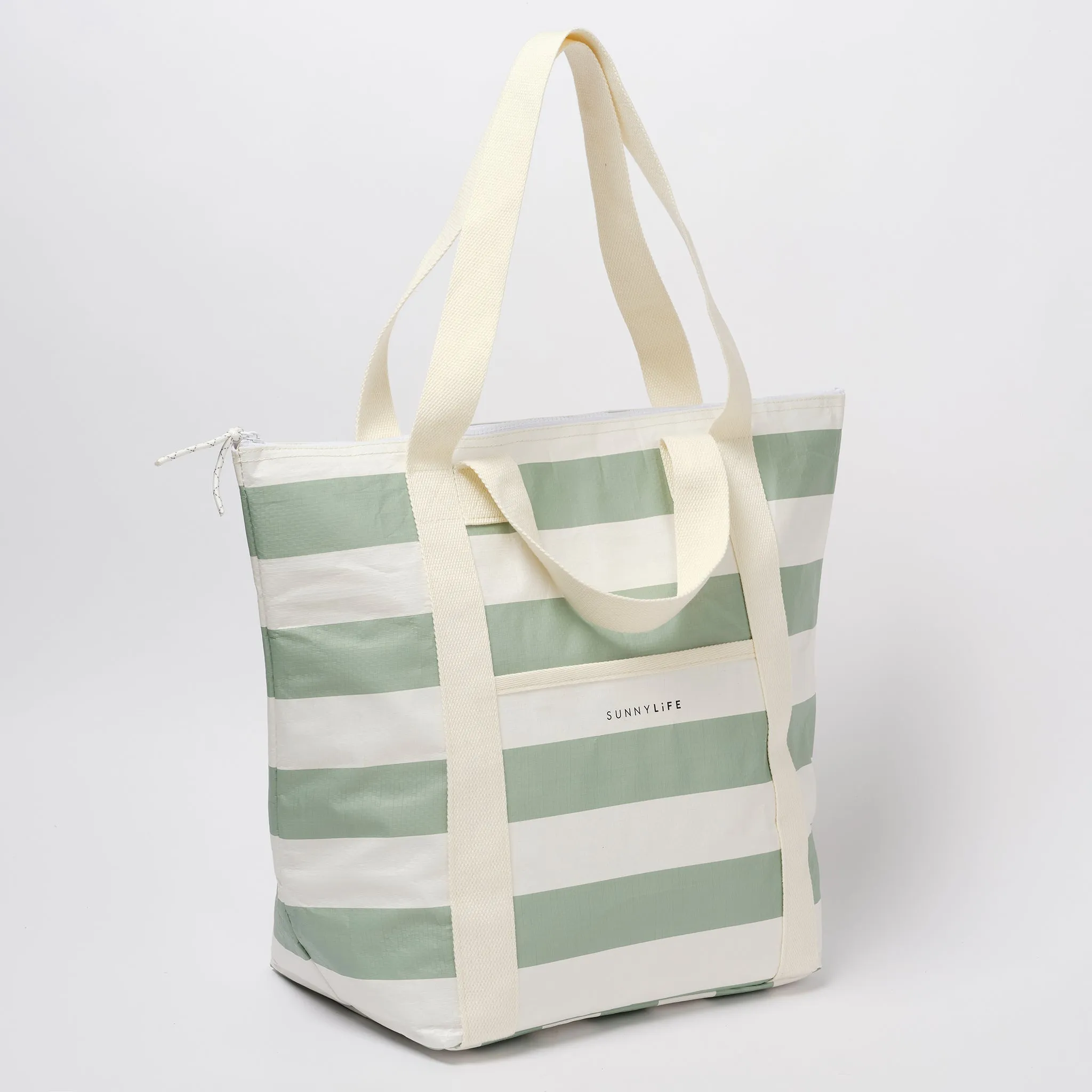 Light Cooler Tote | La Palma Sage Stripe Sunnylife