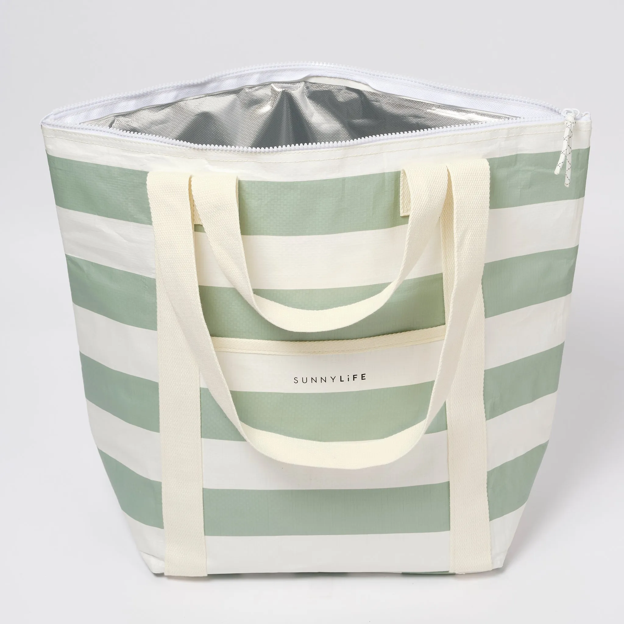Light Cooler Tote | La Palma Sage Stripe Sunnylife