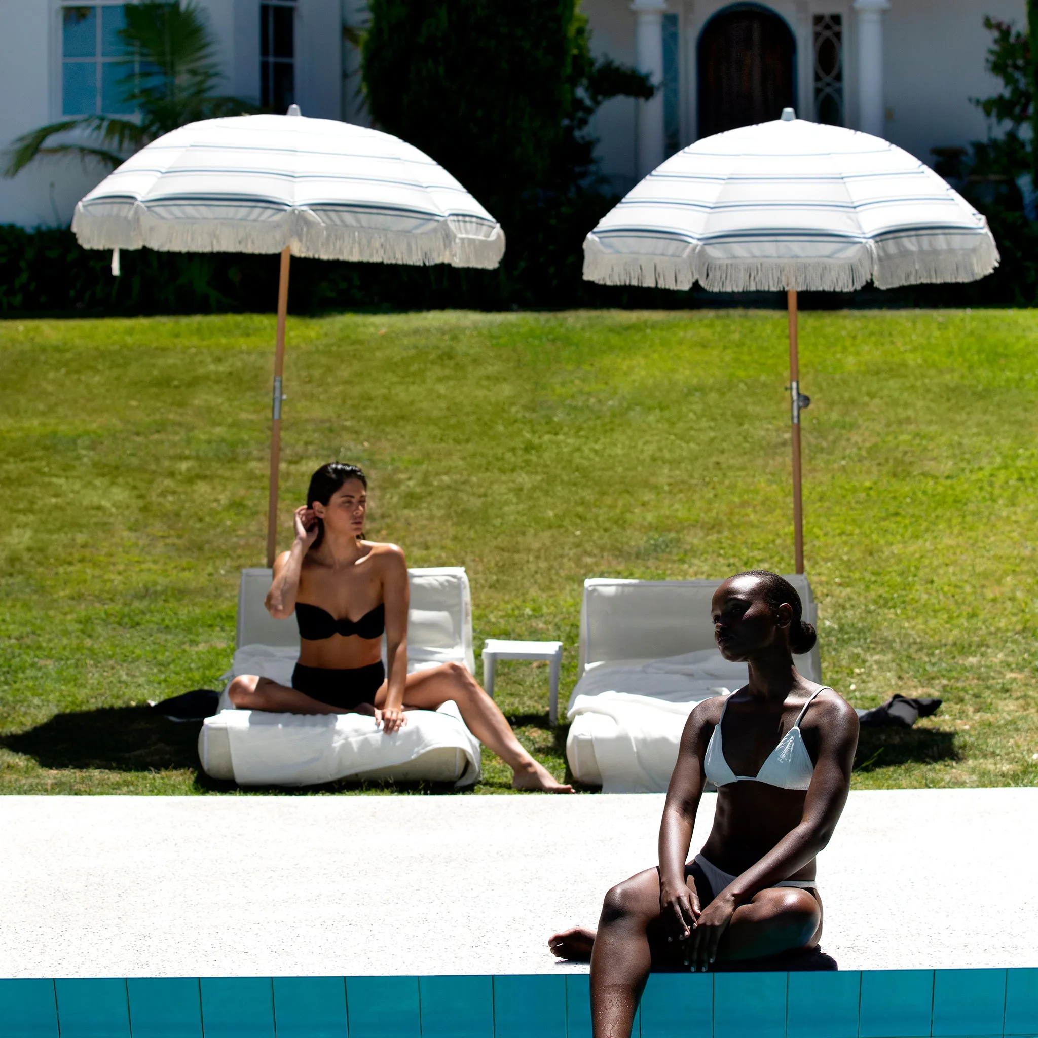 Luxe Beach Umbrella | The Resort Coastal Blue Sunnylife