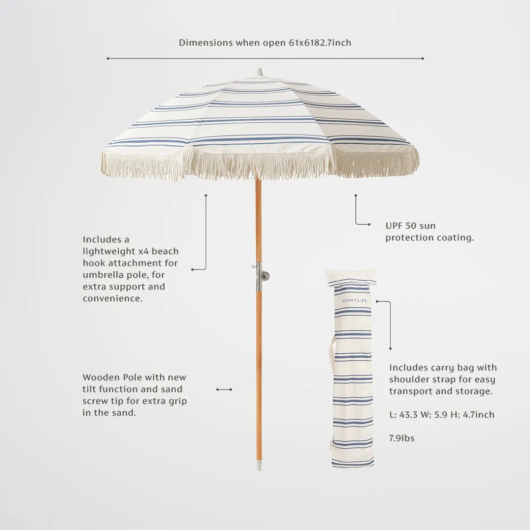 Luxe Beach Umbrella | The Resort Coastal Blue Sunnylife