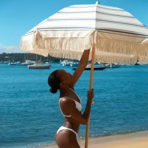 Luxe Beach Umbrella | The Resort Coastal Blue Sunnylife