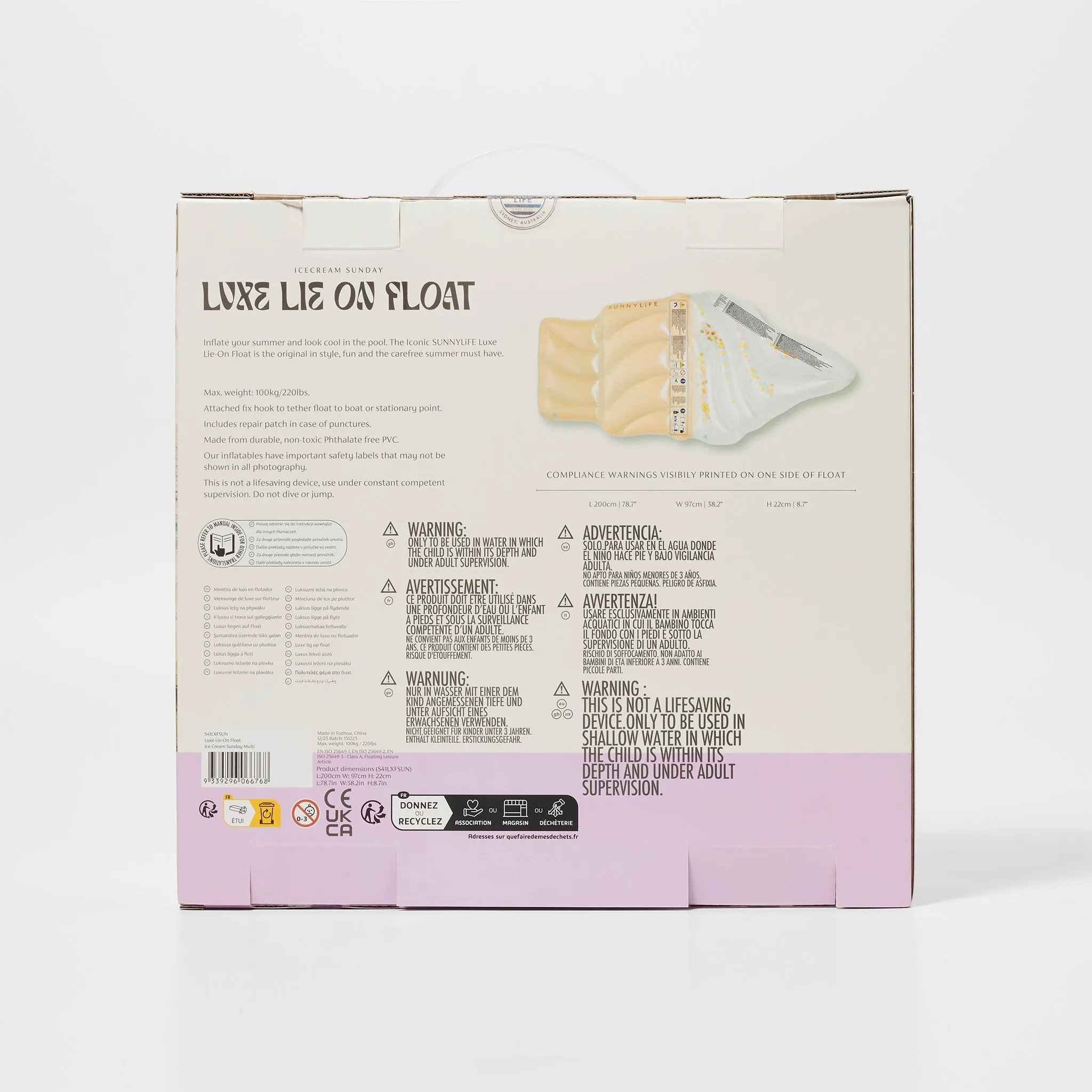 Luxe Lie-On Float | Ice Cream Sunday Multi Sunnylife