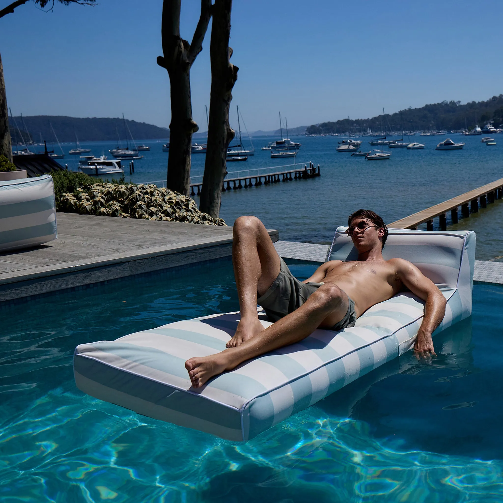 Luxe Lie-On Lounger | Lazy Days Blue Stripe Sunnylife