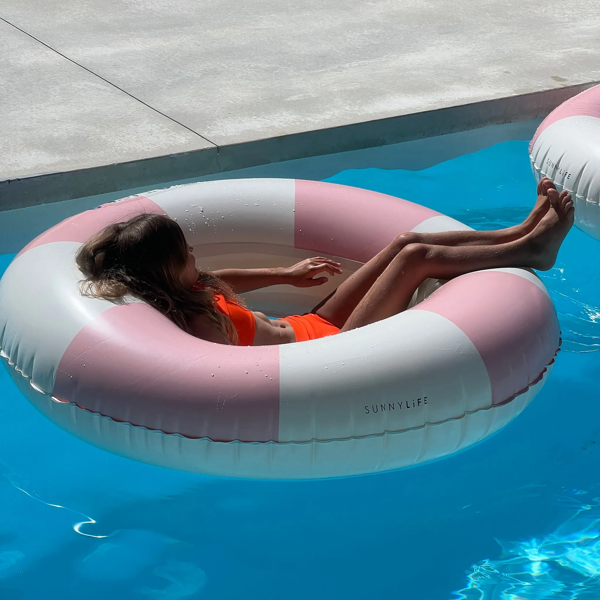 Luxe Pool Ring | Stole My Heart Pink Stripe Sunnylife