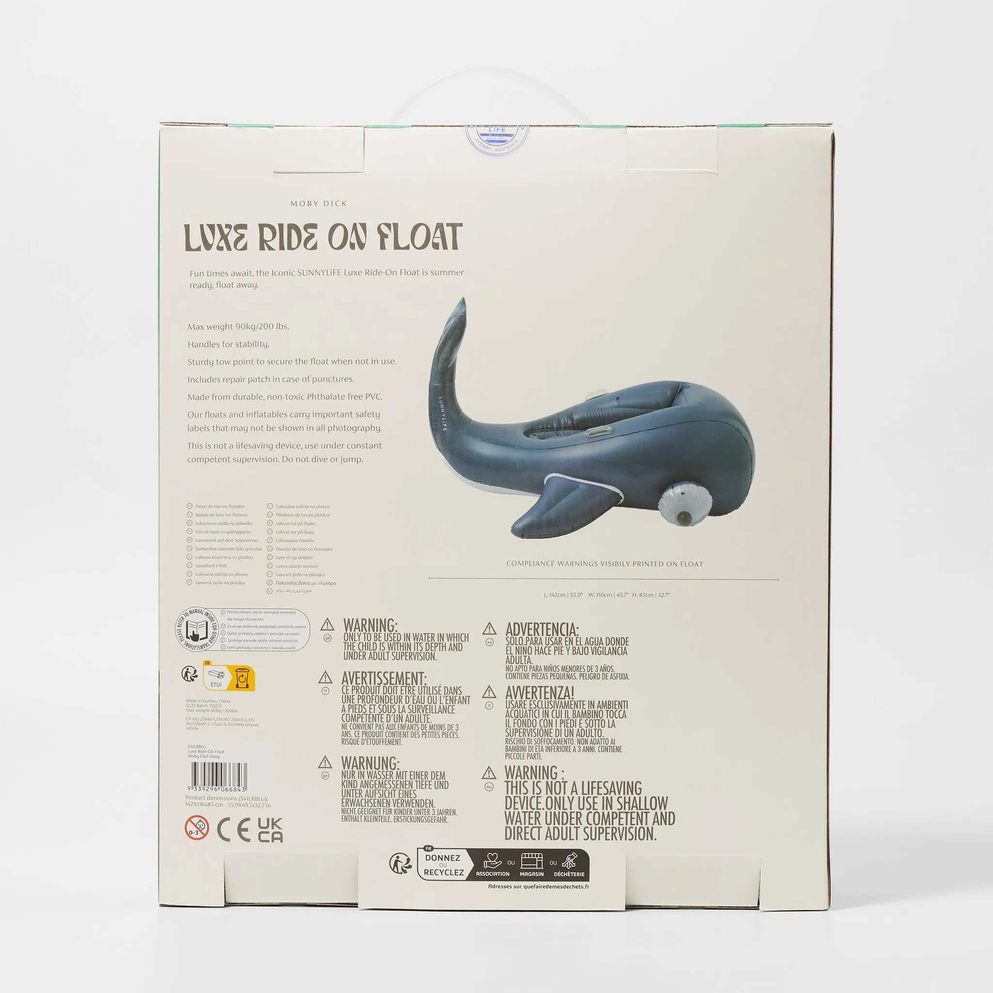 Luxe Ride-On Float | Moby Dick Navy Sunnylife