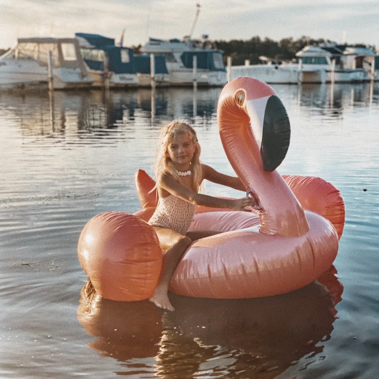 Luxe Ride-On Float | Rose Gold Flamingo Sunnylife