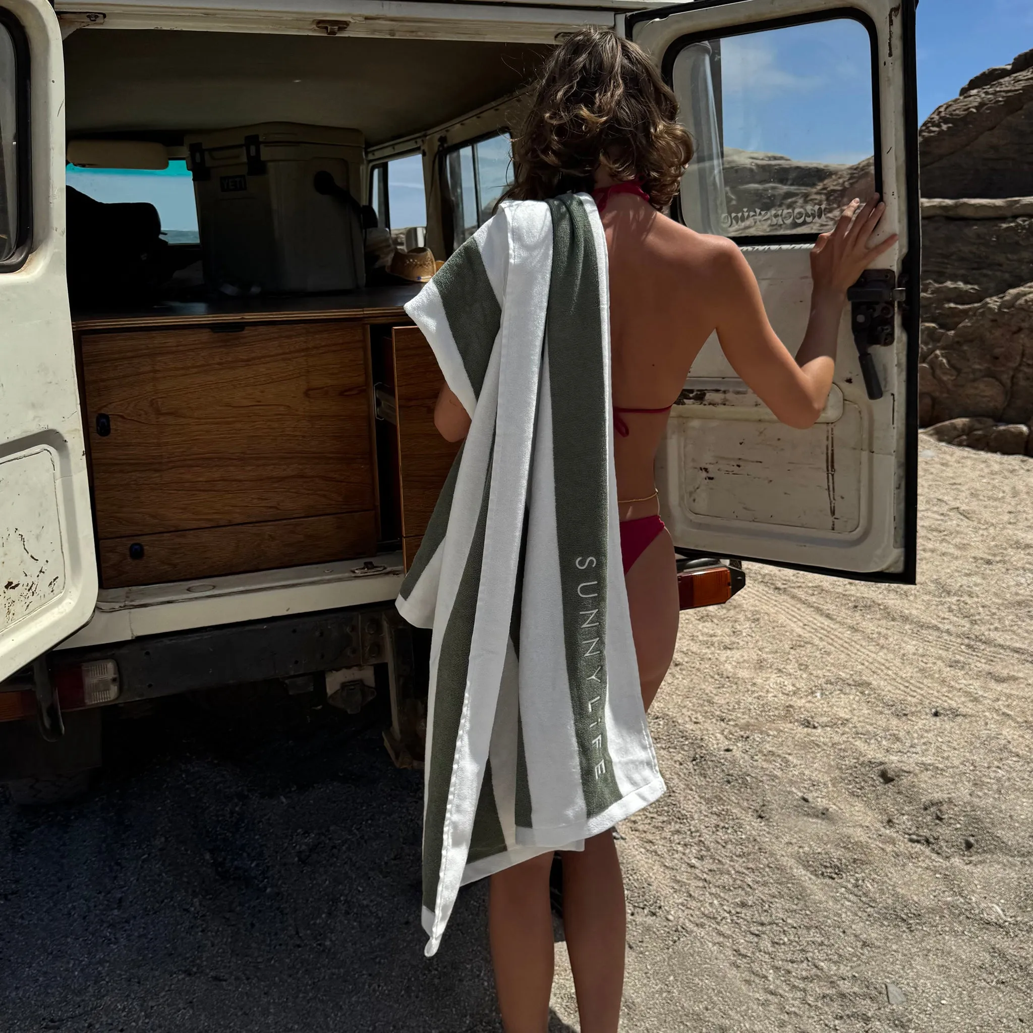 Luxe Towel | The Vacay Olive Stripe Sunnylife