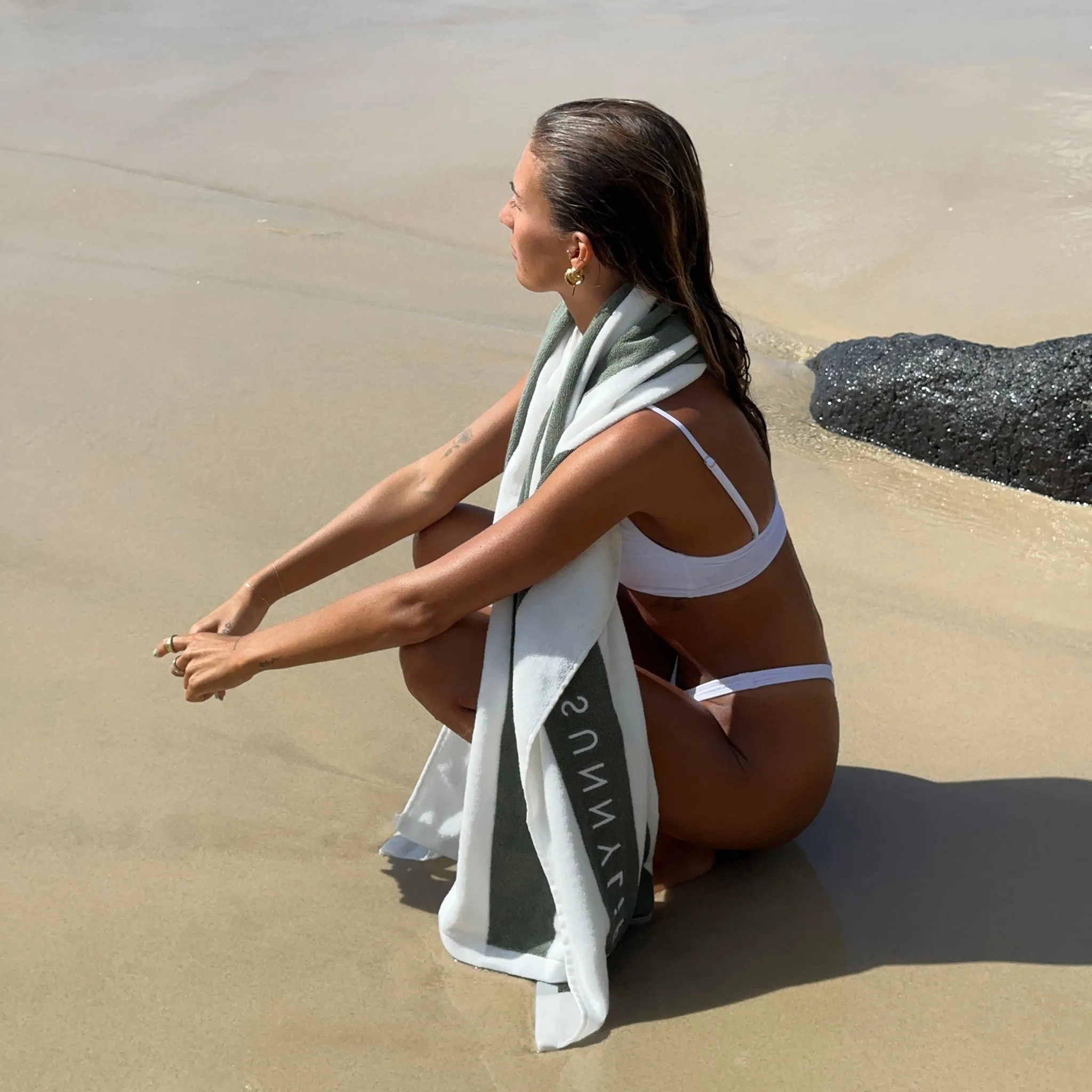 Luxe Towel | The Vacay Olive Stripe Sunnylife