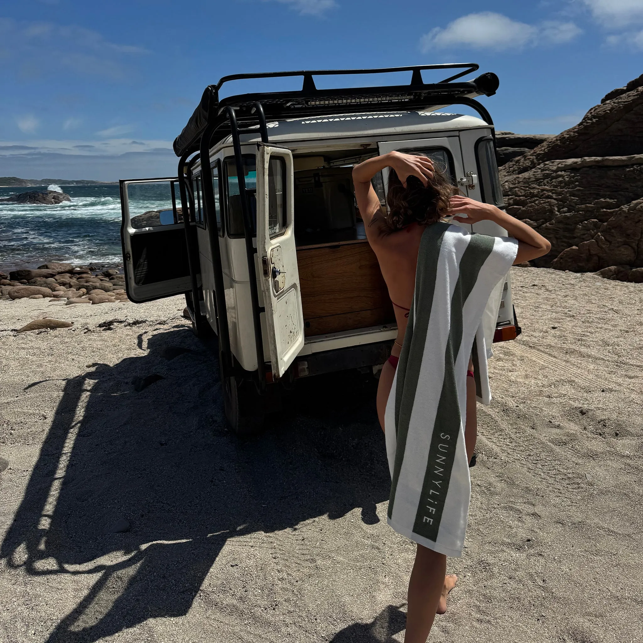 Luxe Towel | The Vacay Olive Stripe Sunnylife