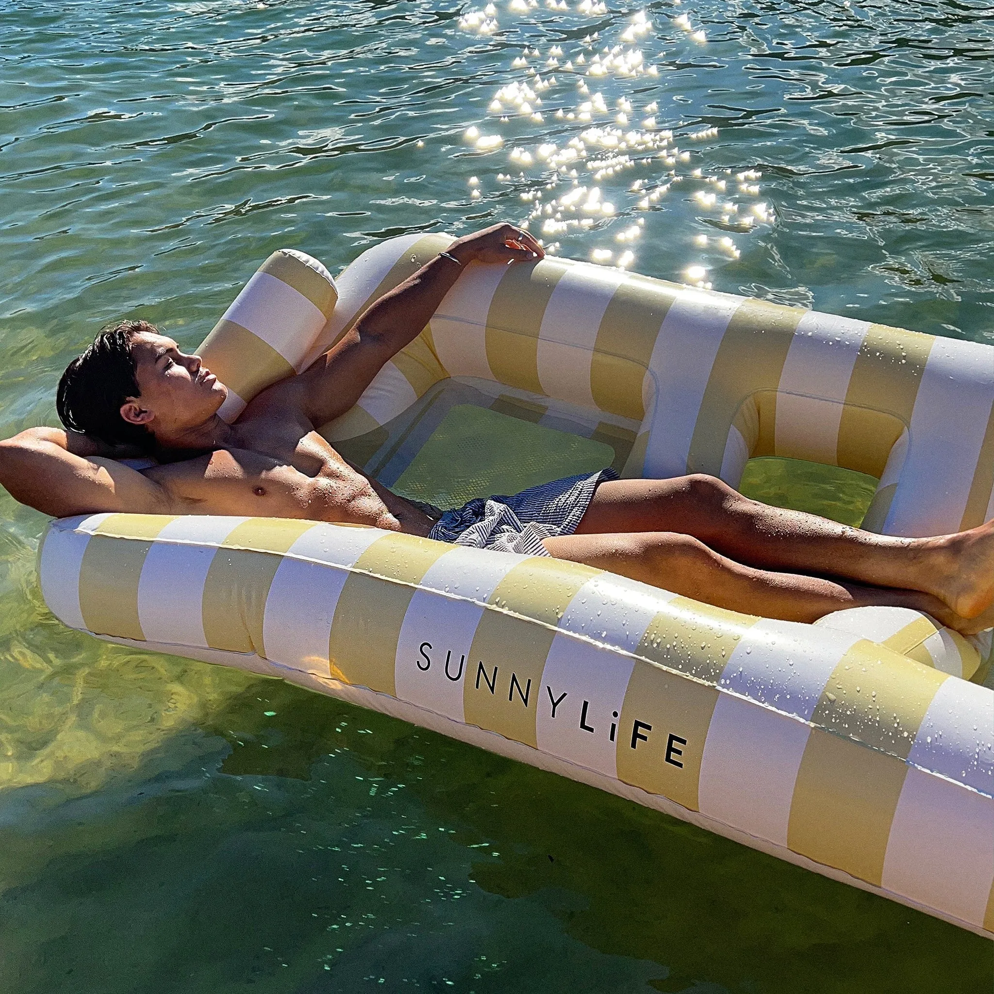 Luxe Twin Hammock Float | Mango Bay Soft Mustard Sunnylife