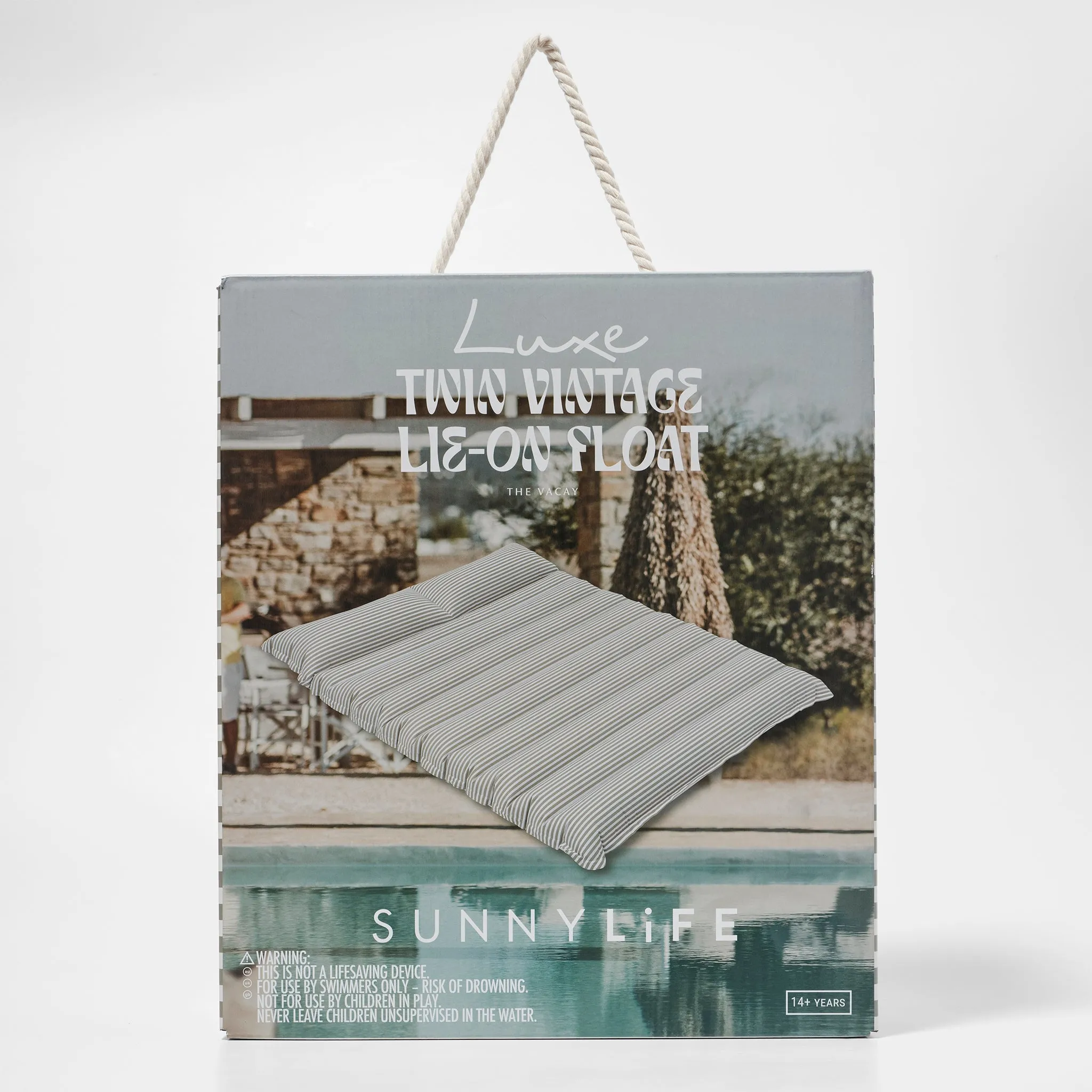 Luxe Twin Vintage Lie-On Float | The Vacay Stone Stripe Sunnylife