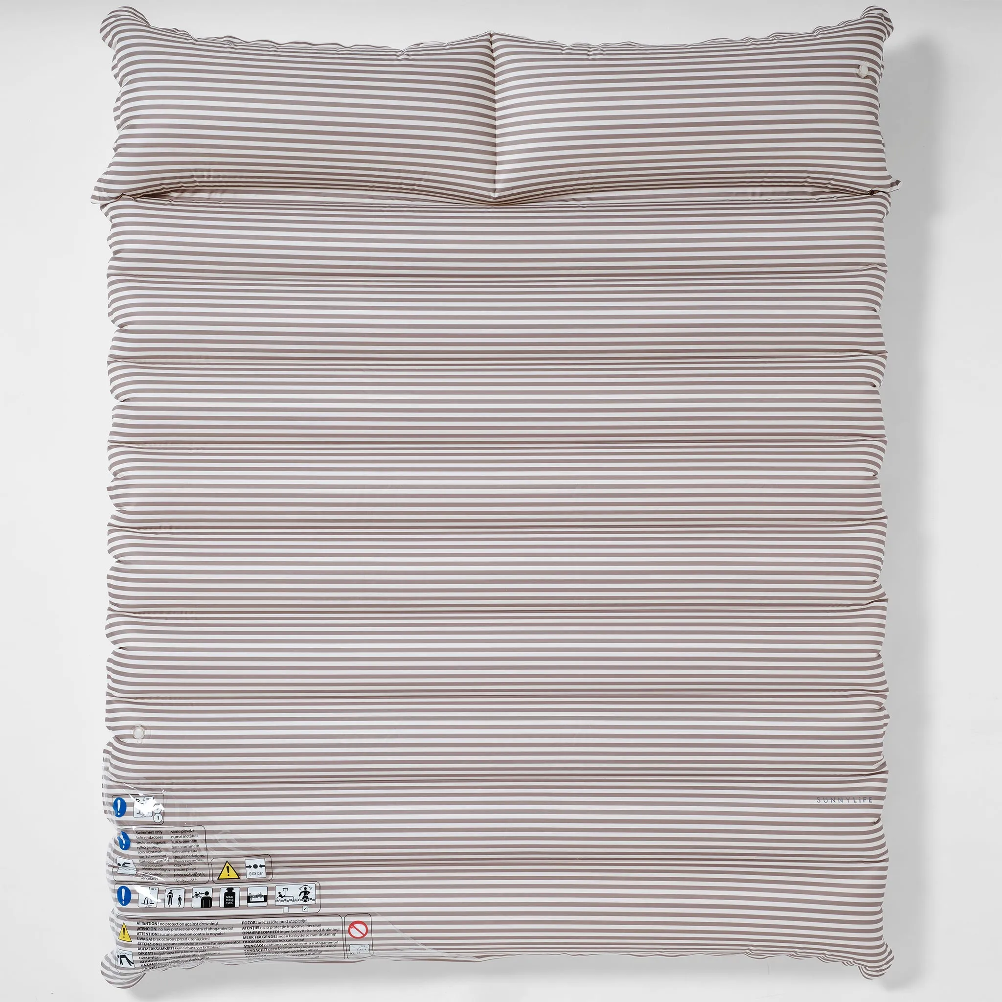 Luxe Twin Vintage Lie-On Float | The Vacay Stone Stripe Sunnylife