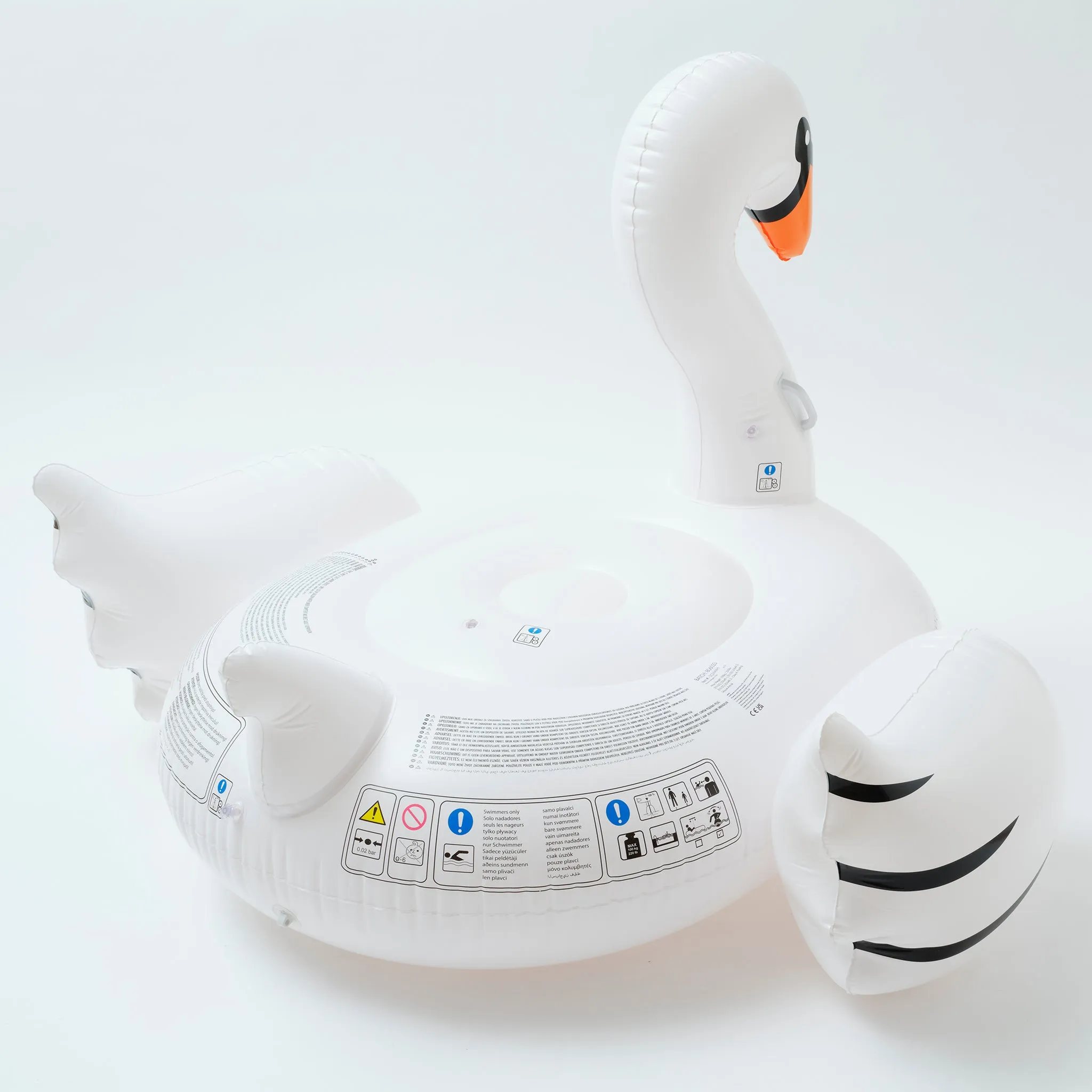 Original Luxe Ride-On Float Swan | The Resort White on White Sunnylife