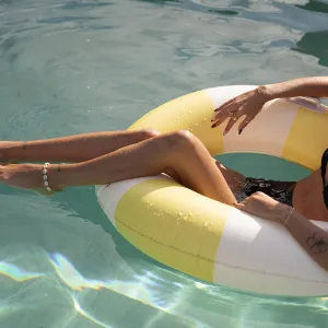 Slim Tube Pool Ring | Tides Out Citrus Stripe Sunnylife