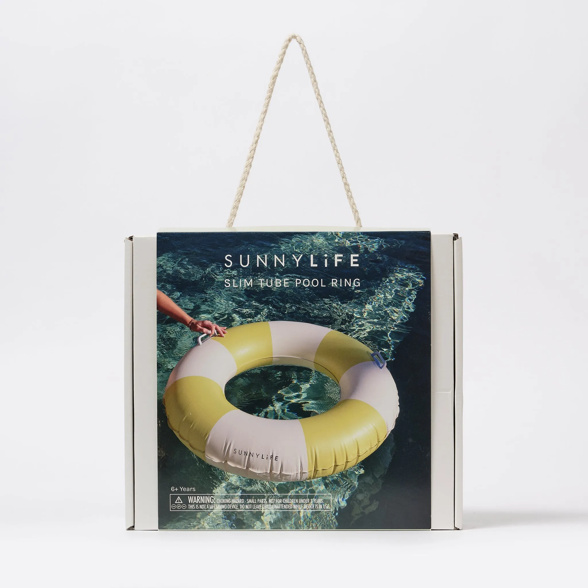 Slim Tube Pool Ring | Tides Out Citrus Stripe Sunnylife