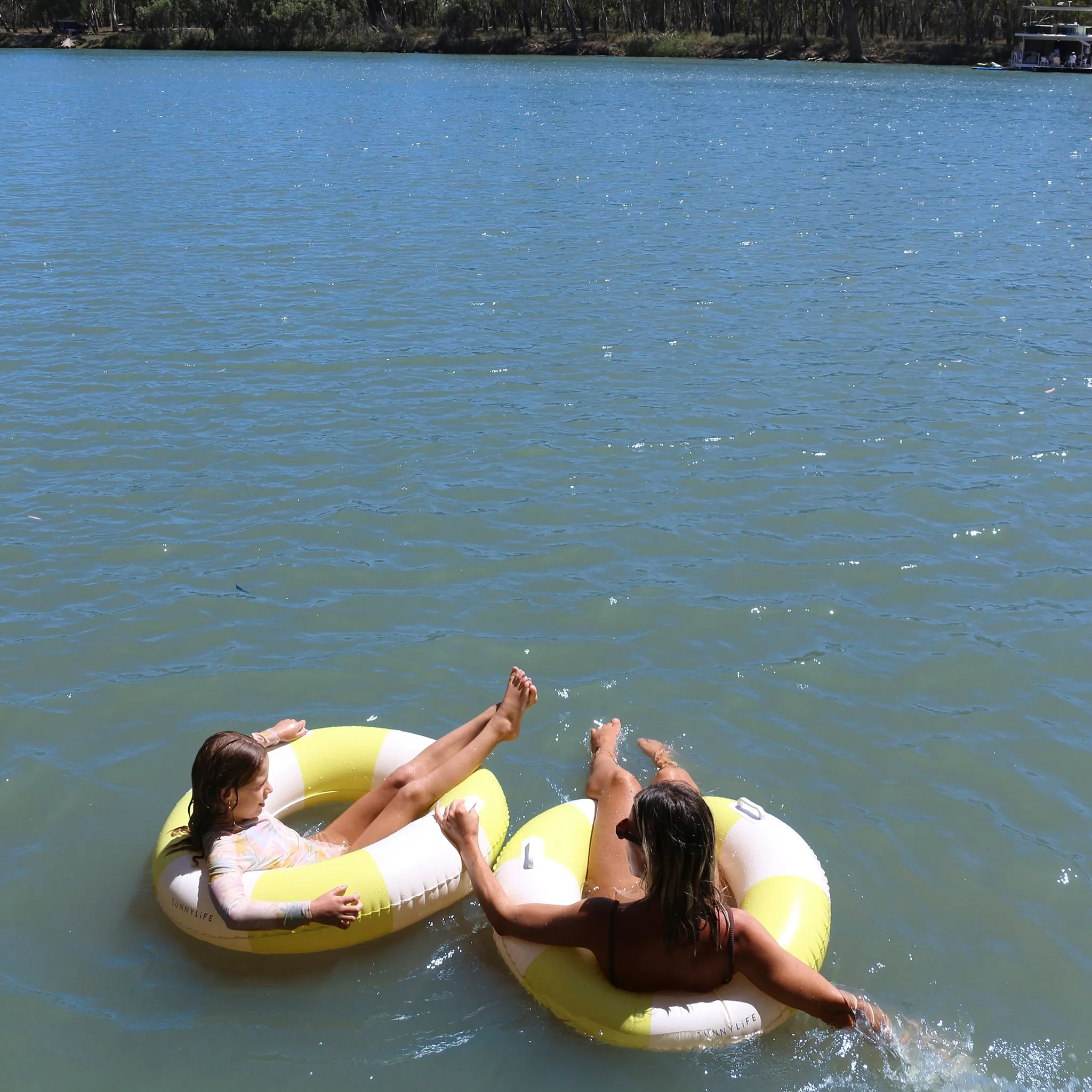 Slim Tube Pool Ring | Tides Out Citrus Stripe Sunnylife