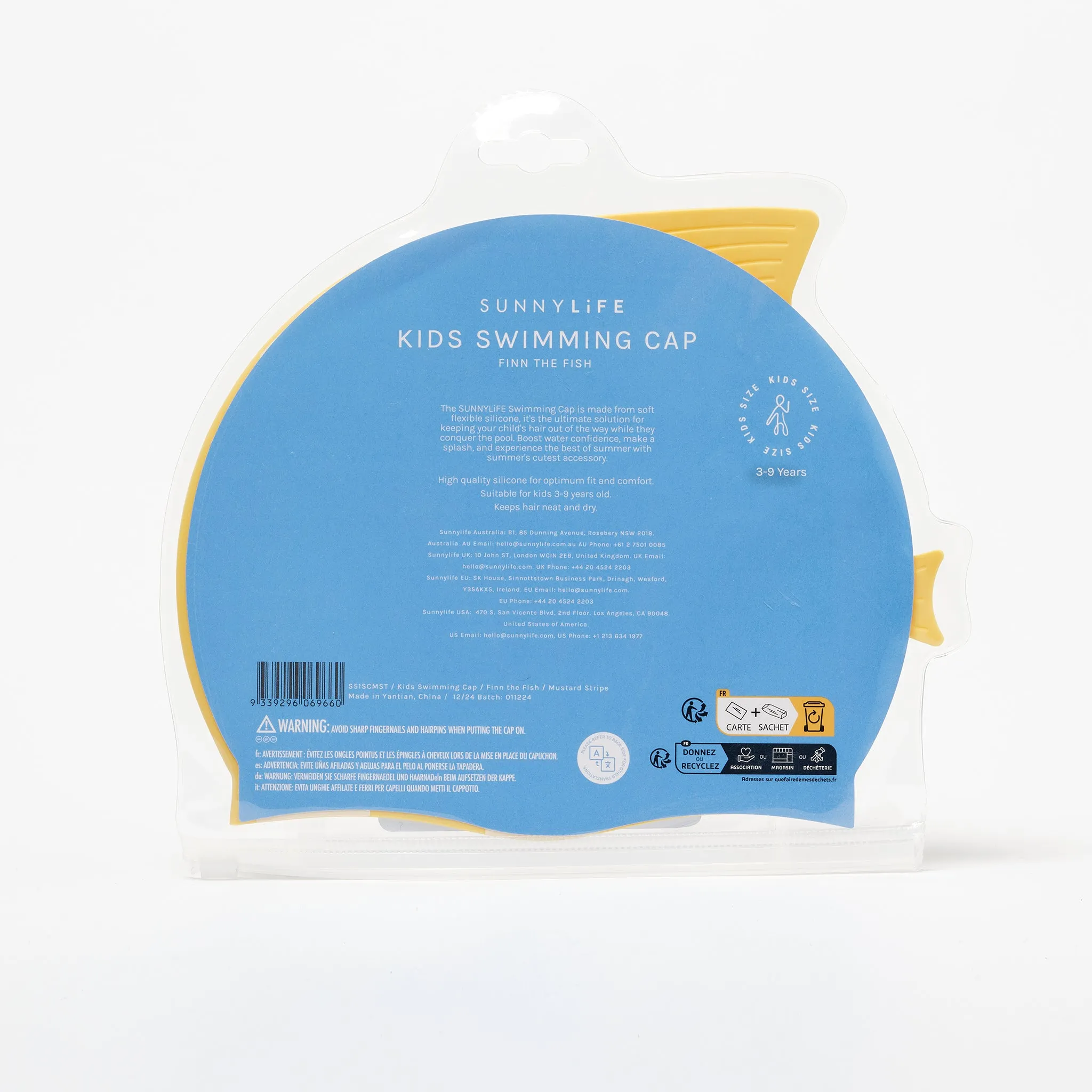 Swimming Cap | Finn the Fish Mustard Stripe Sunnylife