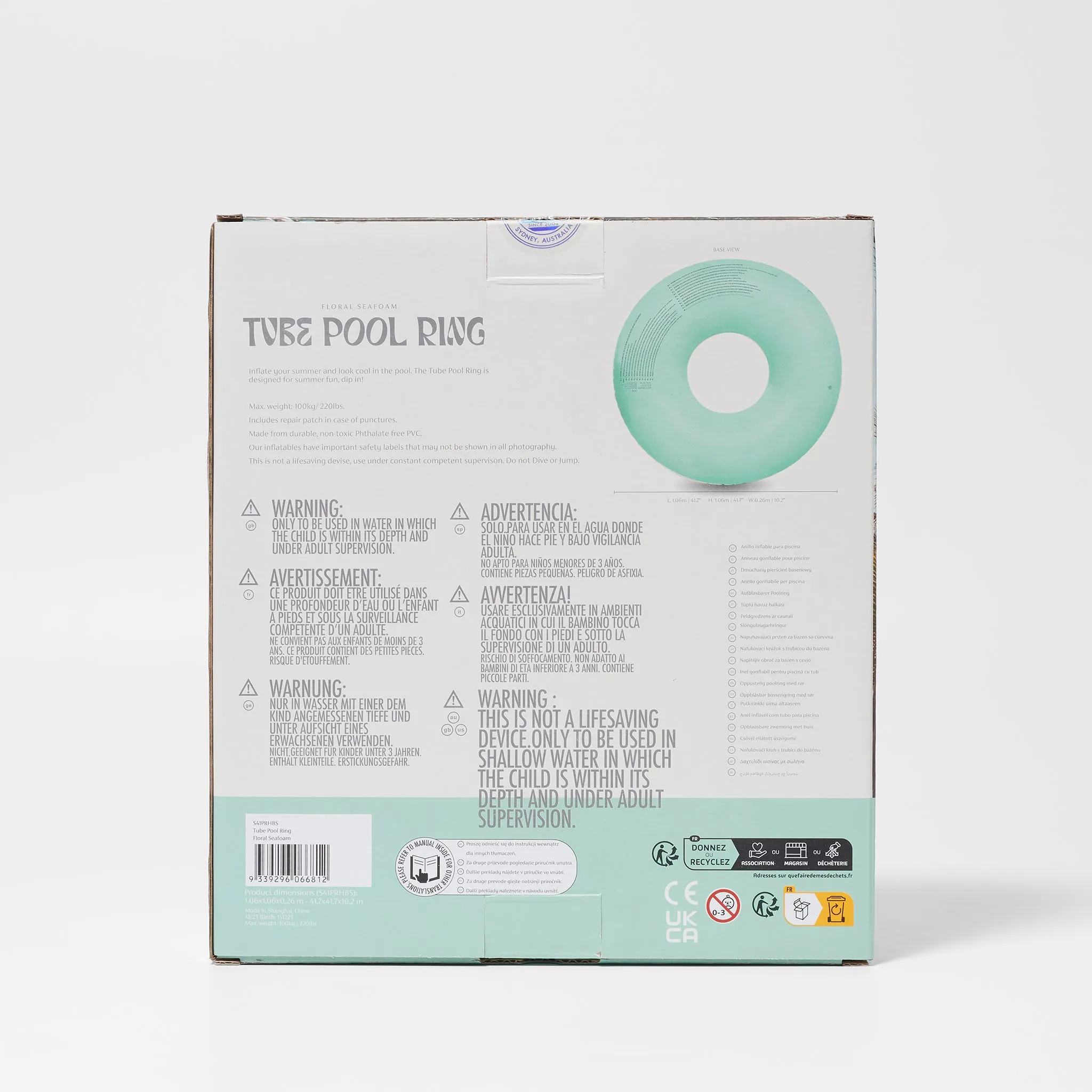 Tube Pool Ring | Floral Seafoam Sunnylife
