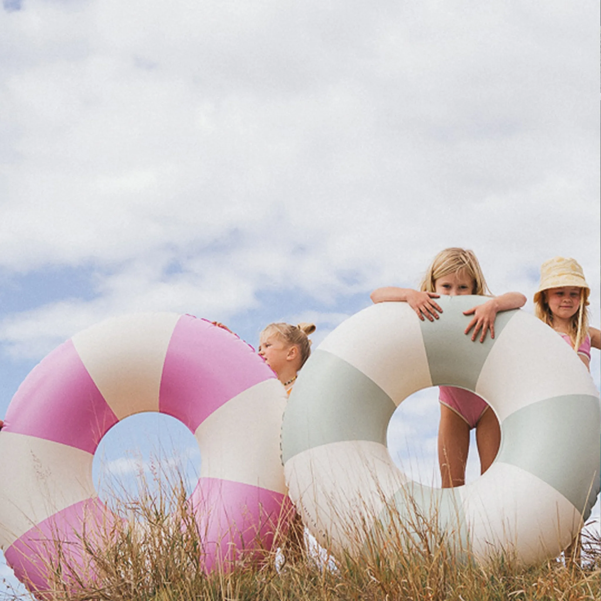 Tube Pool Ring | The Vacay Soft Olive Stripe Sunnylife