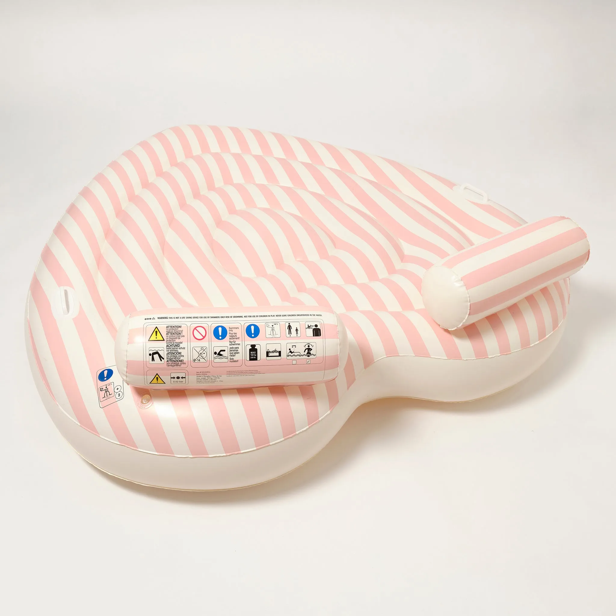 Twin Lie-On Float | Stole My Heart Pink Stripe Sunnylife